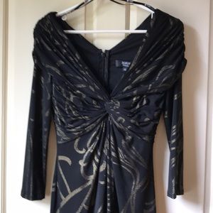 Classy Tadashi Gold Embellished Black Dress